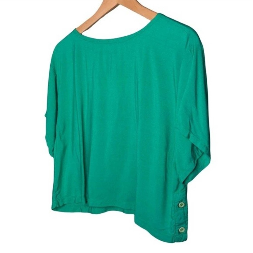5/$25 BUNDLE Vintage Green Button Side Detail Loose Boxy Crop Top Short Sleeve M